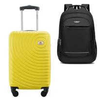 Kit Mala de Bordo Viagem 10kg Rodas 360º Rígida ABS Cadeado Segredo Gladiador A7MB com Mochila Executiva para Notebook Kit Mala de Bordo Viagem 10kg Rodas 360º Rígida ABS Cadeado Segredo Gladiador A7MB com Mochila Executiva para Notebook