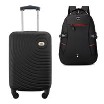 Kit Mala de Bordo Viagem 10kg Rodas 360º Rígida ABS Cadeado Segredo Gladiador A7MB com Mochila Executiva para Notebook Kit Mala de Bordo Viagem 10kg Rodas 360º Rígida ABS Cadeado Segredo Gladiador A7MB com Mochila Executiva para Notebook