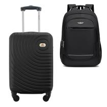 Kit Mala de Bordo Viagem 10kg Rodas 360º Rígida ABS Cadeado Segredo Gladiador A7MB com Mochila Executiva para Notebook Kit Mala de Bordo Viagem 10kg Rodas 360º Rígida ABS Cadeado Segredo Gladiador A7MB com Mochila Executiva para Notebook
