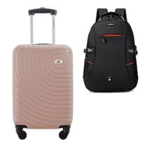 Kit Mala de Bordo Viagem 10kg Rodas 360º Rígida ABS Cadeado Segredo Gladiador A7MB com Mochila Executiva para Notebook Kit Mala de Bordo Viagem 10kg Rodas 360º Rígida ABS Cadeado Segredo Gladiador A7MB com Mochila Executiva para Notebook