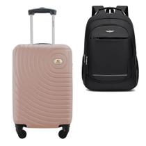 Kit Mala de Bordo Viagem 10kg Rodas 360º Rígida ABS Cadeado Segredo Gladiador A7MB com Mochila Executiva para Notebook Kit Mala de Bordo Viagem 10kg Rodas 360º Rígida ABS Cadeado Segredo Gladiador A7MB com Mochila Executiva para Notebook
