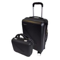 Kit Mala de Bordo Viagem Pequena Colors + Frasqueira em ABS Com Cadeado