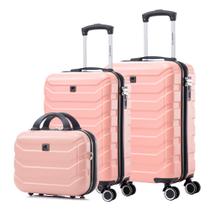 Kit Mala de Mão Viagem Bordo Abs Rígido Rodas 360 Maleta
