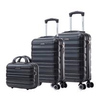 Kit Mala de Mão Viagem Bordo Abs Rígido Rodas 360 Maleta