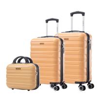 Kit Mala de Mão Viagem Bordo Abs Rígido Rodas 360 Maleta