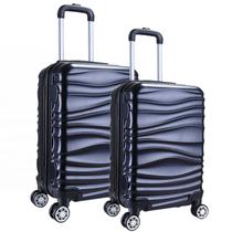 Kit Mala de Viagem 2 Peças Bordo e M - C/ 4 Rodinhas 360º Azul