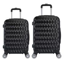 Kit Mala de Viagem 2 Peças Bordo e M - C/ 4 Rodinhas 360º Rosa Ouro
