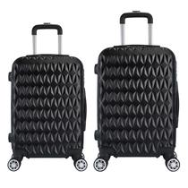 Kit Mala de Viagem 2 Peças Bordo e M - C/ 4 Rodinhas 360º Rosa Ouro