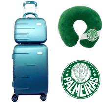 Kit Mala De Viagem Bordo Padrão Anac 10 Kilos Abs Rodas 360 Pescoceira Palmeiras