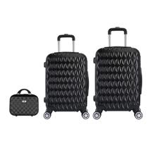 Kit mala de viagem bordo pp c/ zíper expansível, média e frasqueira em abs - eagle - ac74