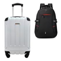 Kit Mala de Viagem Bordo Tamanho PP Rígida em ABS Cadeado Segredo Rodas 360º Gladiador A5MB2 com Mochila Executiva Kit Mala de Viagem Bordo Tamanho PP Rígida em ABS Cadeado Segredo Rodas 360º Gladiador A5MB2 com Mochila Executiva
