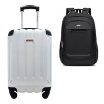 Kit Mala de Viagem Bordo Tamanho PP Rígida em ABS Cadeado Segredo Rodas 360º Gladiador A5MB2 com Mochila Executiva Kit Mala de Viagem Bordo Tamanho PP Rígida em ABS Cadeado Segredo Rodas 360º Gladiador A5MB2 com Mochila Executiva