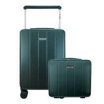 Kit Mala de Viagem de Bordo em Policarbonato 10kg com Frasqueira Gladiador Infinity V1 Cor:Verde