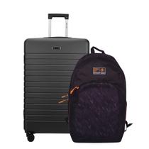 Kit Mala de Viagem Pequena 10Kg Athenas Preta Mundi + Mochila Executiva Street Impermeável Laranja