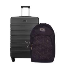 Kit Mala de Viagem Pequena 10Kg Athenas Preta Mundi + Mochila Executiva Street Impermeável Verde