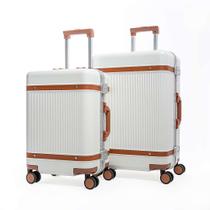 Kit Mala de Viagem Pequena 10kg e Media 23kg Policarbonato Roma Maloa Branco