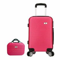 Kit Mala de Viagem PP Bordo C/ Zíper Expansível e Frasqueira Em ABS Kit Mala de Viagem PP Bordo C/ Zíper Expansível e Frasqueira Em ABS