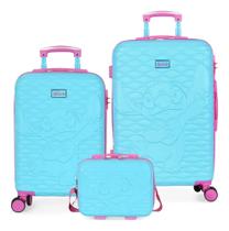 Kit Mala De Viagem Stitch Disney 10kg + 23kg Frasqueira Abs 42646+42647+42648 Kit Mala De Viagem Stitch Disney 10kg + 23kg Frasqueira Abs 42646+42647+42648