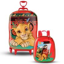 Kit Mala Escolar Rodinhas O Rei Leão Infantil Mochila P