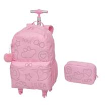 Kit Mala G de rodinhas com Alças e Estojo box Lilica Crush