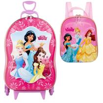 Kit Mala Infantil Viagem Mochila Lancheira Princesas Disney