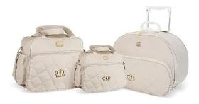 Kit Mala Maternidade Cores Griff 3 Pç Mala Com Rodinhas Barato Bege