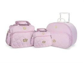 Kit Mala Maternidade Cores Griff 3 Pç Mala Com Rodinhas Revenda Barato Rosa