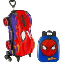 Kit Mala Rodinhas 3d E Mochila Infantil Original Spider Man