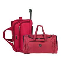 Kit Mala Toronto Média em Tecido com Rodinhas + Mala Duffel Stronger Grande Mundi Vermelho