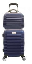 Kit Mala Viagem Pequena Fibra Rígida Com Frasqueira Bordo Anac 4 Rodas 360 Abs Chx