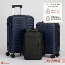Kit Malas de Viagem 48L e 36L e Mochila de Bordo Bagagem Despacho e Bordo