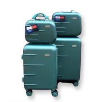 Kit Malas De Viagem Bordo Padrão Anac 10 Kilos Rígida Rodas 360 Fibra Frasqueiras Cadeado Segredo