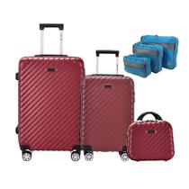 Kit Malas de Viagem Napoli P 10Kgs + M 23Kgs + Frasqueira + 2 Kits Organizadores Mundi Cor: Vinho Kit Malas de Viagem Napoli P 10Kgs + M 23Kgs + Frasqueira + 2 Kits Organizadores Mundi Cor: Vinho