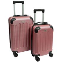 Kit Malas Mão Cabine P e PP Leve Resistente Fechadura Segurança Viagem Rosa Clavos