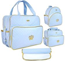 Kit malas para recém nascido com mochila e trocador feminino e masculino azul rosa