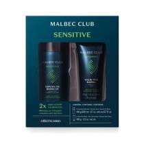 Kit Malbec Club Sensitive: Espuma de Barbear 190g + Balm Pós Barba 100g - Corpo e banho
