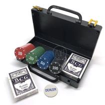 Kit Maleta 100 Fichas Jogo Poker, Baralho, Truco, Cacheta, Buraco, Paciência