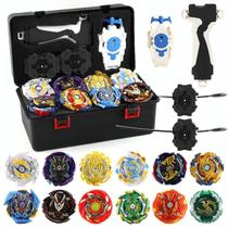 Kit Maleta Beyblade Burst 8 Piões Metal Lançadores Batalha