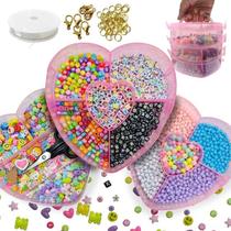 Kit Maleta Completa com Miçangas Pingentes Letras Contas 2830pçs Para Montar Pulseira Colar Biju