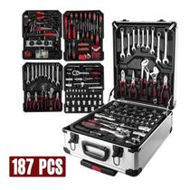 Kit Maleta De Ferramentas 187 Pçs Cromo Valadinum C/ Rodas