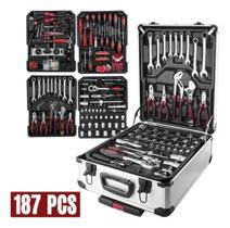 Kit Maleta de Ferramentas 187 pçs Cromo Valadinum com Rodas