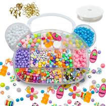 Kit maleta de miçangas infantil bolinhas letras entremeio para montar bijuterias divertidas colar brincos Kit maleta de miçangas infantil bolinhas letras entremeio para montar bijuterias divertidas colar brincos