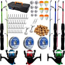 Kit Maleta De Pesca Completa 3 Varas 1,30m 10kg Molinetes