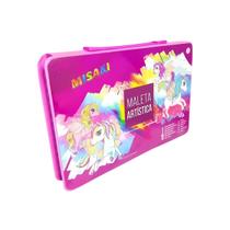 Kit Maleta de Pintura 68 Peças Unicórnio Rosa Canetinha Lápis e Tinta Misaki Kit Maleta de Pintura 68 Peças Unicórnio Rosa Canetinha Lápis e Tinta Misaki