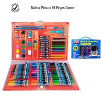 Kit Maleta de Pintura 98 Peças Kaz Lápis Cor Giz de Cera Canetinha