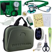 Kit Maleta Enfermagem Aparelho de Pressão Estetoscópio Aneroide Medidor de Glicose Completo Incoterm Kit Maleta Enfermagem Aparelho de Pressão Estetoscópio Aneroide Medidor de Glicose Completo Incoterm
