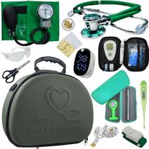 Kit Maleta Enfermagem Aparelho de Pressão Estetoscópio Aneroide Medidor de Glicose Completo Premium Kit Maleta Enfermagem Aparelho de Pressão Estetoscópio Aneroide Medidor de Glicose Completo Premium