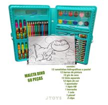 Kit Maleta Escolar Dinossauro Com 68 pçs Canetinhas Coloridas - toys