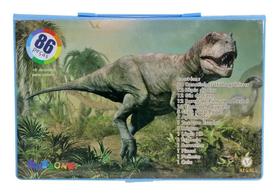 Kit Maleta Escolar Dinossauro Com 86 pçs Canetinhas Coloridas