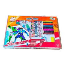 Kit Maleta Escolar Pintura 98 Peças Canetinhas Lápis de Cor